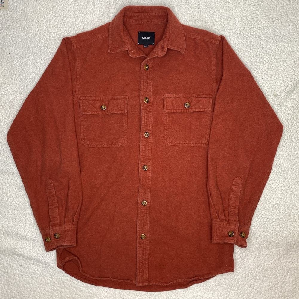 Stoic Orange Chamois Button Down Shirt: Size Small